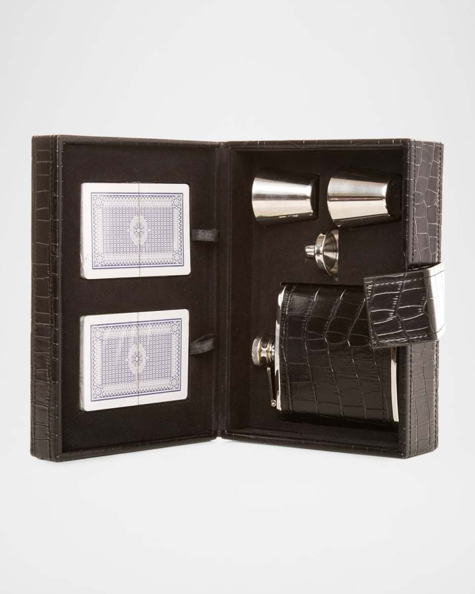 Black Croc Gamer Flask Set